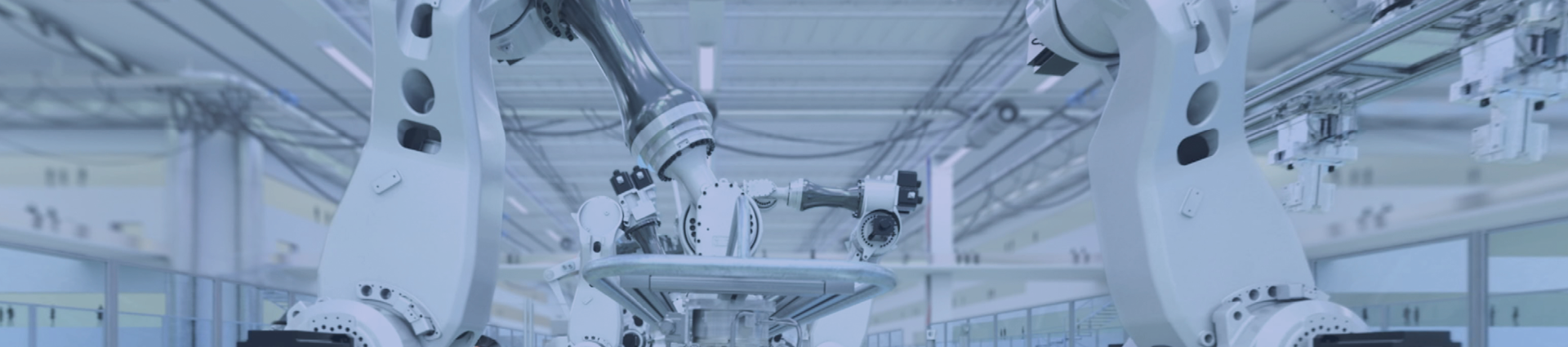 Roboterarme in einer hochmodernen Produktionshalle, symbolisch für unsere OEM- und ODM-Kompetenz.