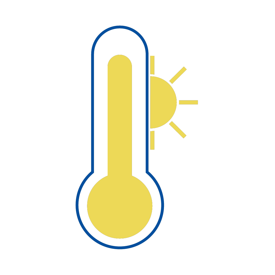 Thermostat mit hoch ausschlagendem Temperaturfühler als Symbol für Hitze