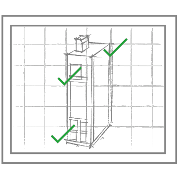 Skizze eines Netzwerkgerätes mit Raster