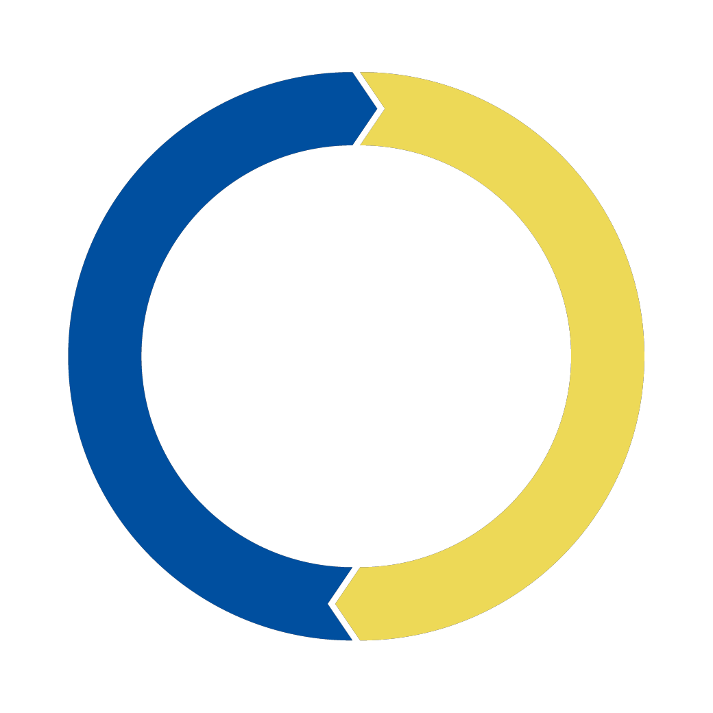 Zwei Pfeile in blau und gelb die einen Kreis bilden