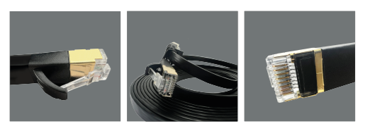 SlimWire Ultra7 - Stecker rechts und links und in der Mitte ein aufgerolltes Kabel